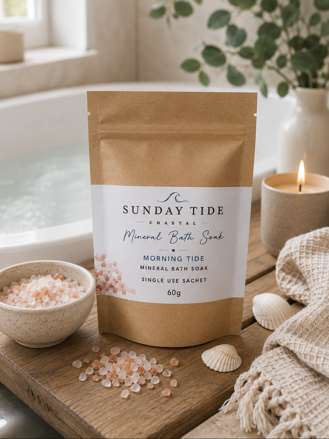 Mineral Bath Soak – Single Use Sachet | Coastal Relaxation Handmade Australia