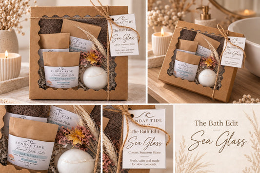 The Bath Edit with Shore Pebble Pot - Sunworn Stone
