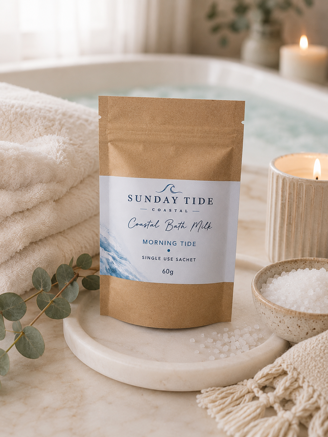 Coastal Bath Milk – Single Use Sachet | Soothing Skin Soak Handmade Australia