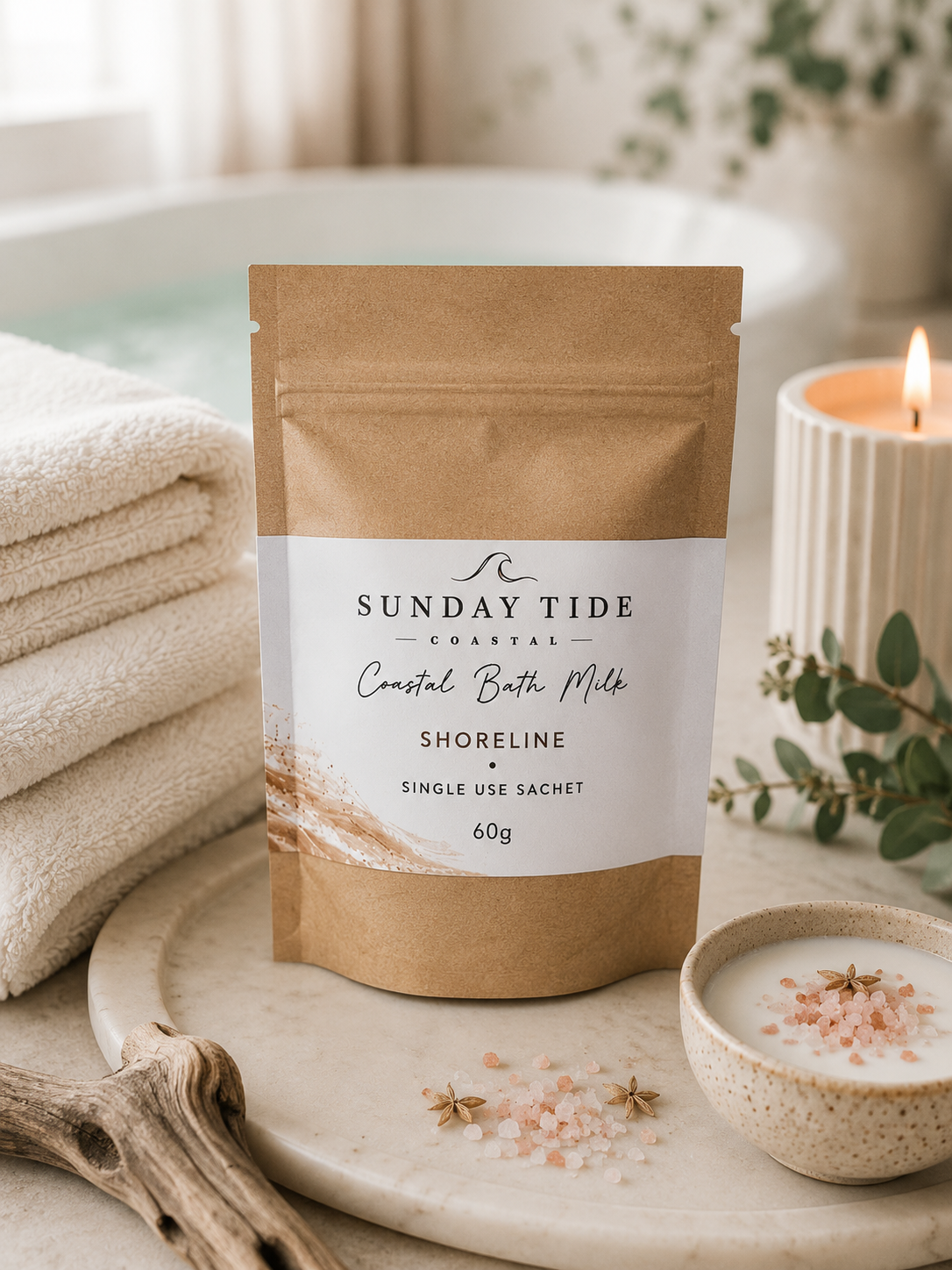 Coastal Bath Milk – Single Use Sachet | Soothing Skin Soak Handmade Australia