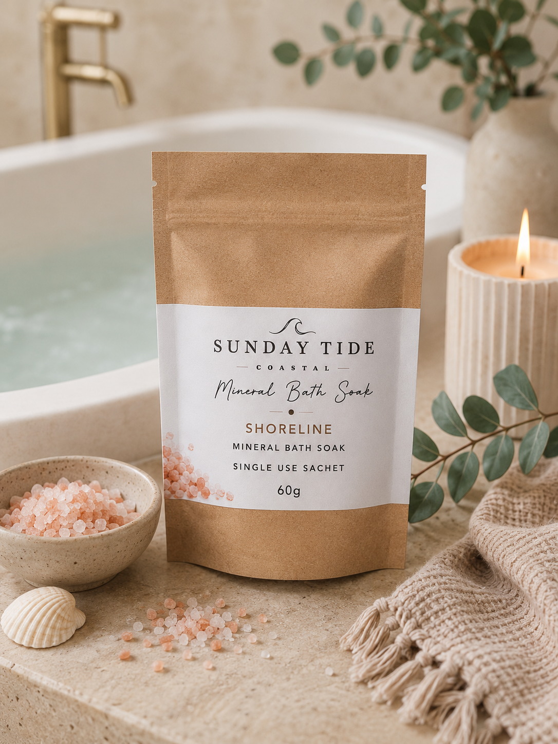 Mineral Bath Soak – Single Use Sachet | Coastal Relaxation Handmade Australia