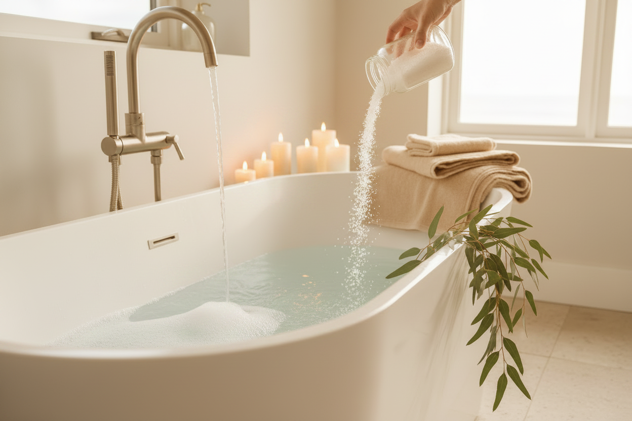 Bath Salts with Candles Close-Up