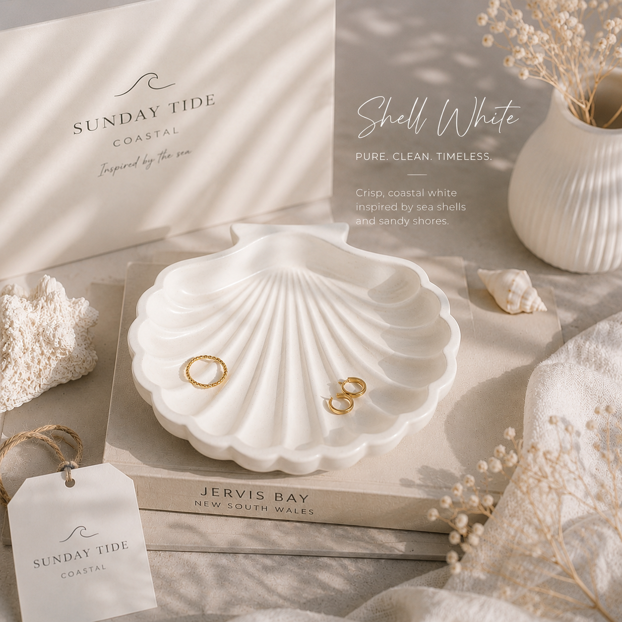 Coastal Shell Tray – Shell White | Handmade Home Decor Australia