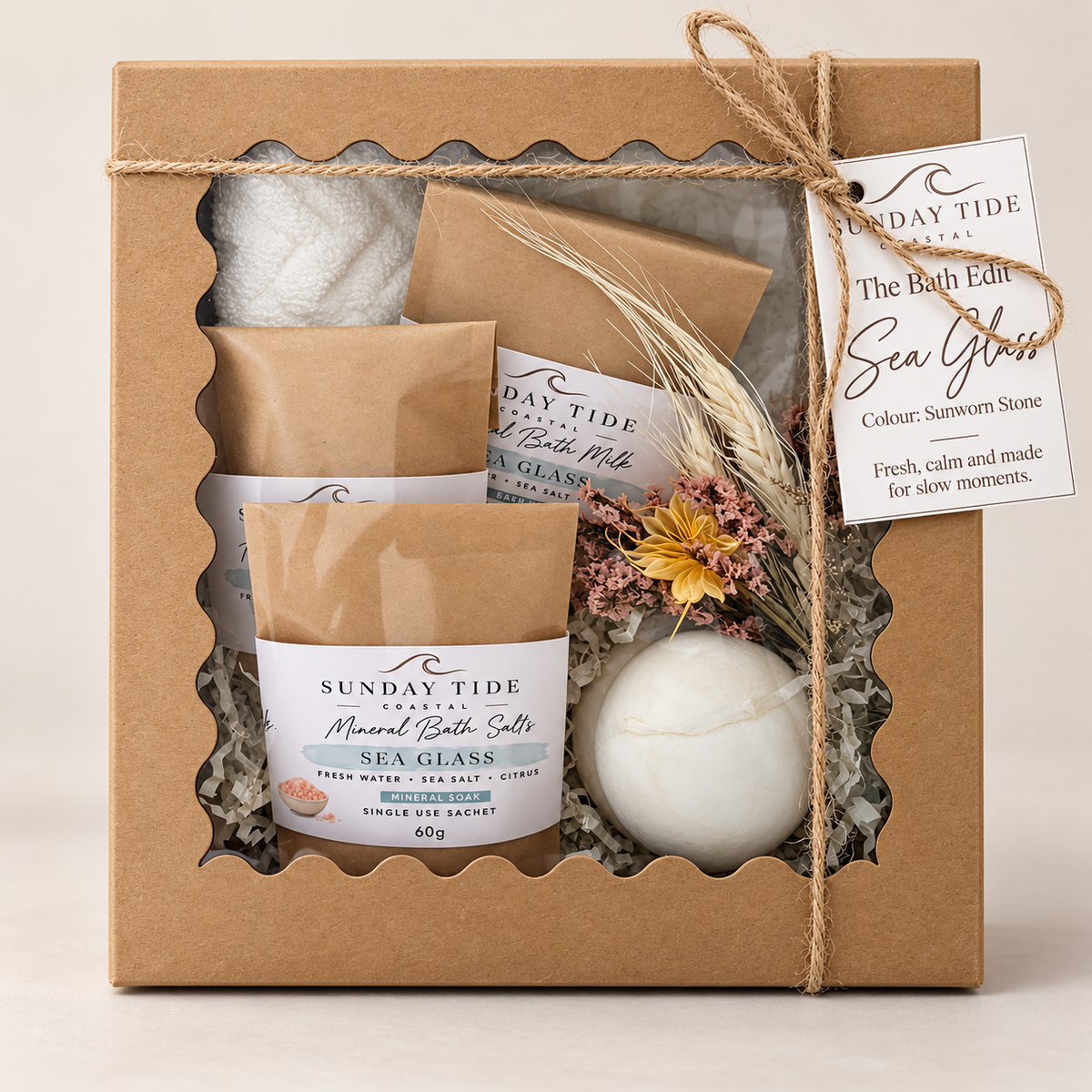 The Bath Edit with Shore Pebble Pot - Sunworn Stone