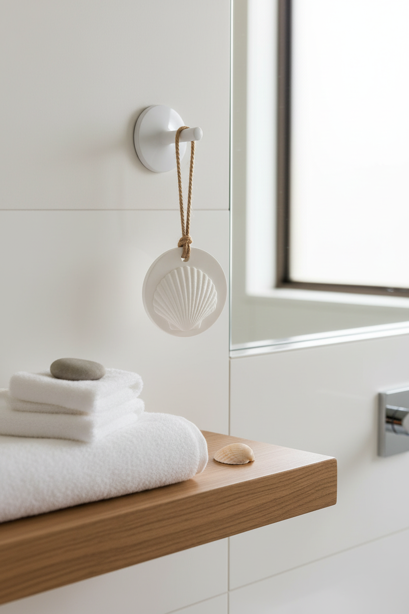 Hanging Aroma Stone - Clamshell in bathroom