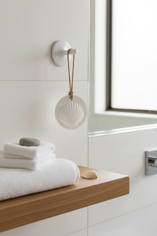 Hanging Aroma Stone - Clamshell in bathroom