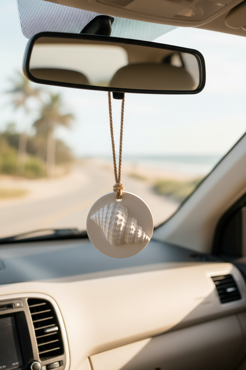 Hanging Aroma Stone - Conch Shell in car