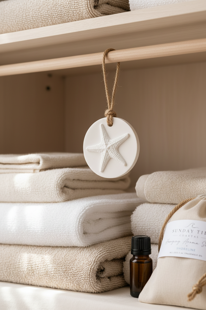 Hanging Aroma Stone - Starfish in linen cupboard
