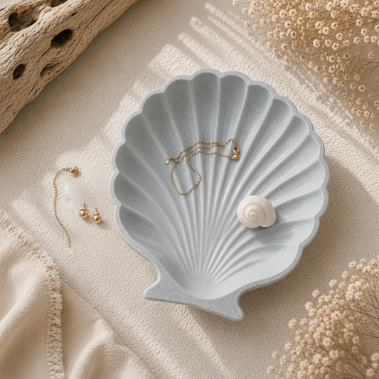 Mini Coastal Ritual Set Sea Mist flat lay with jewellery on linen surface