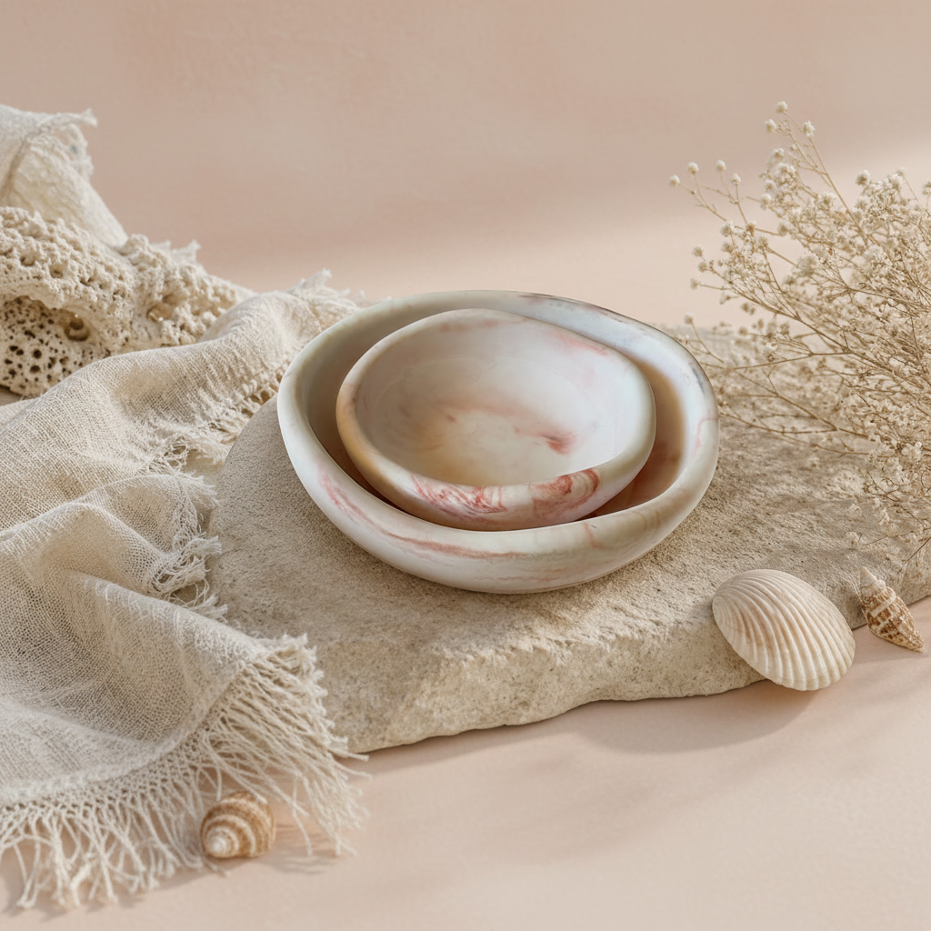 Quiet Shore Duo - Shell Blush with a subtle shell-pink textured background
