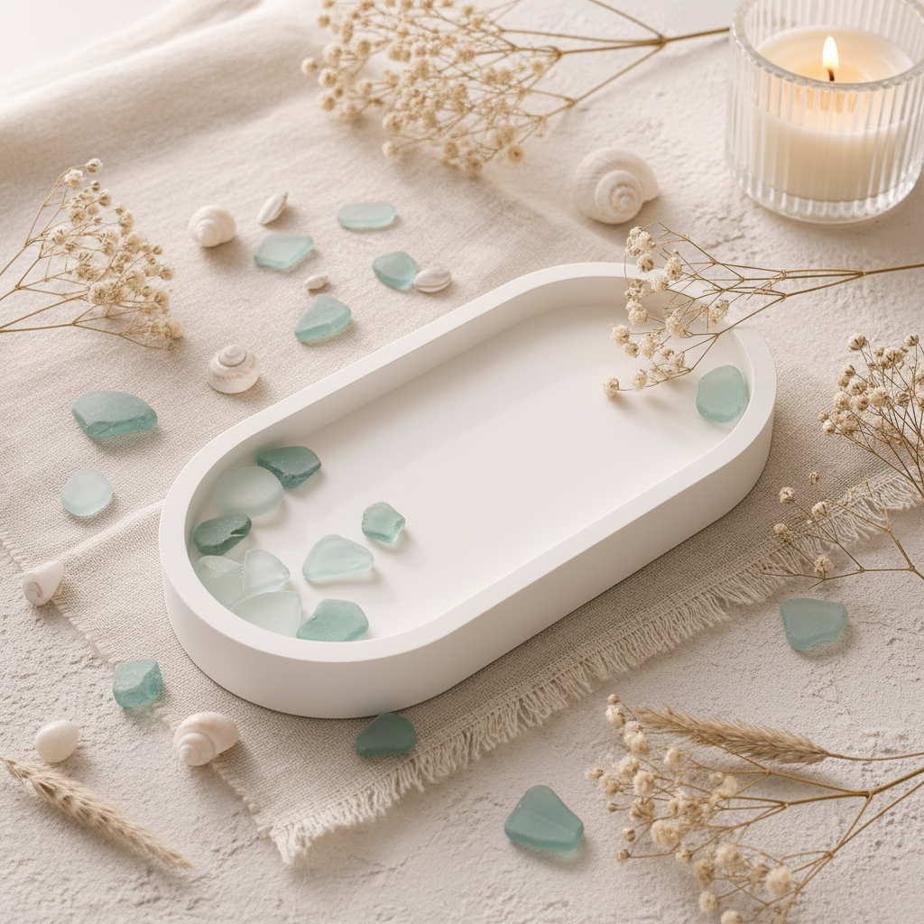 Shell White Oval Tray